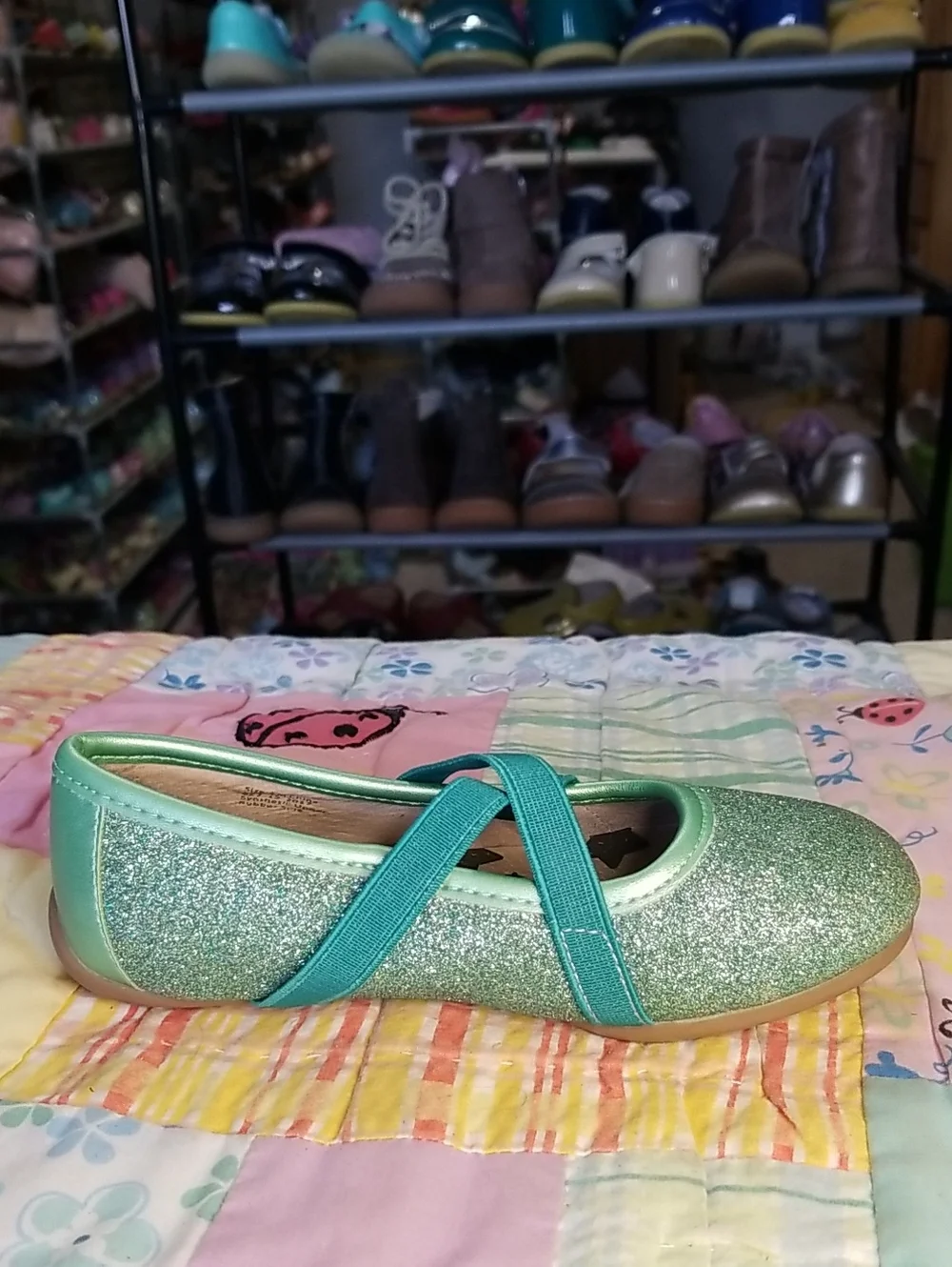 Livie & Luca Glitter Ballet Flats Size 11 Aurora in Ocean sparkle Shimmer